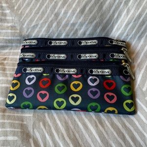 LeSportSac pouch with 3 zipper compartments, EUC.